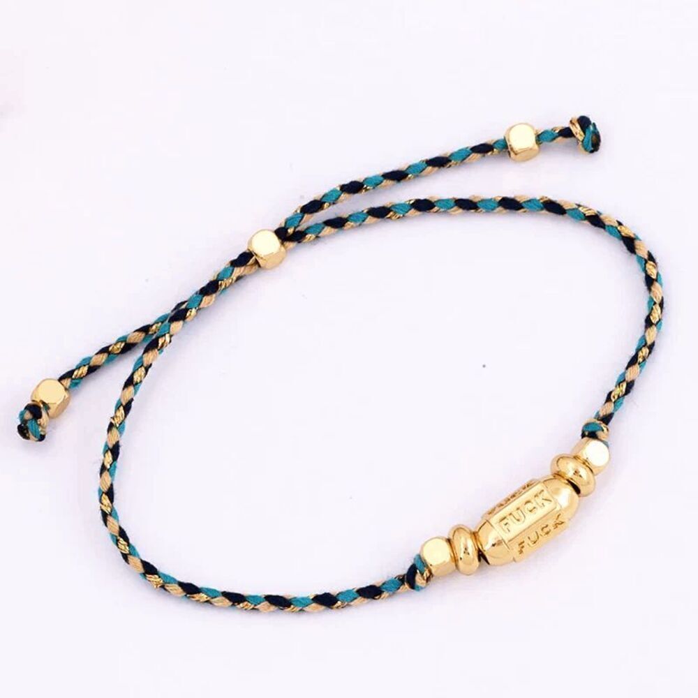 F u c k Cotton Cord Knotting Evil Eye Bracelet, F U Evil Eye Cross Talisman Prot